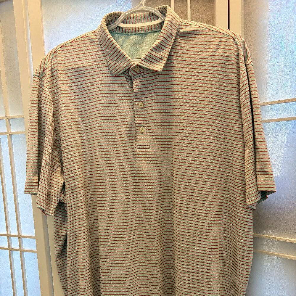 johnnie-O - Performance Polo, Mint/Pink Stripe